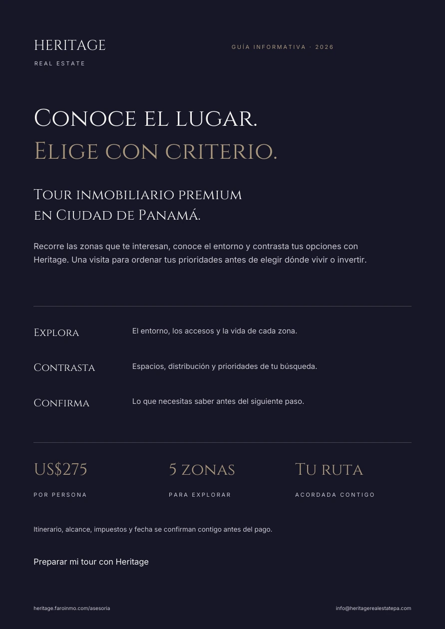Portada de la guía Heritage del tour inmobiliario